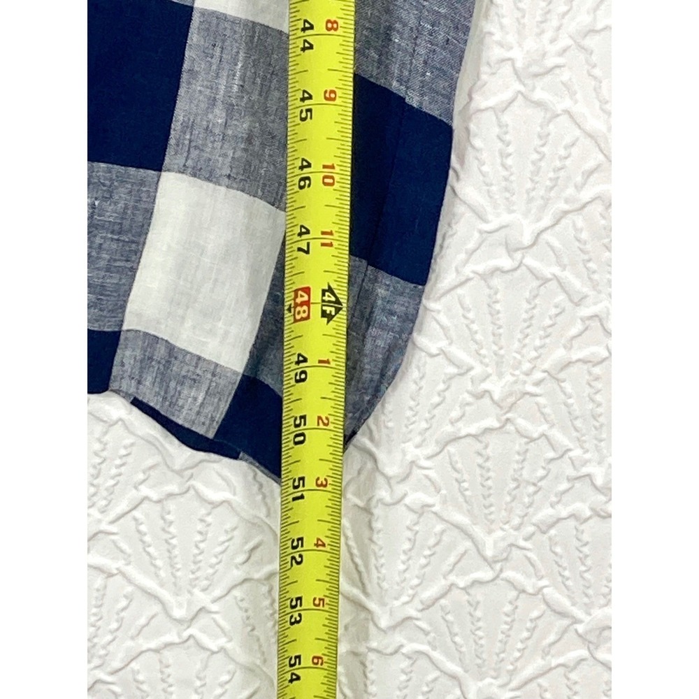 J. Crew Gingham Linen Wide Leg Jumpsuit Women S Navy Ivory Summer Coastal Vacay - Picture 10 of 13